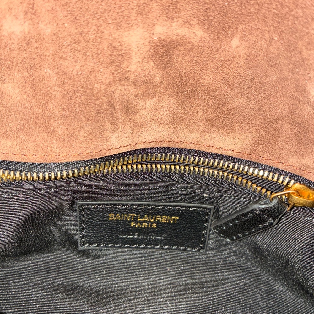 Yves Saint Laurent Dark Brown Velvet Shoulder Bag - Picture 2 of 2